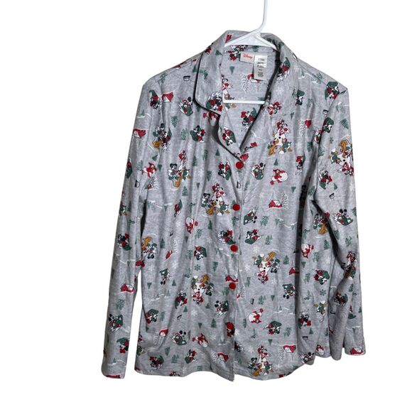 Disney Mickey and Friends Sleep Shirt Women's Medium Gray Winter Holiday - Picture 1 of 7